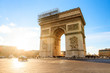 Beautiful view of the Arc de Triomphe at sunset in Paris, France