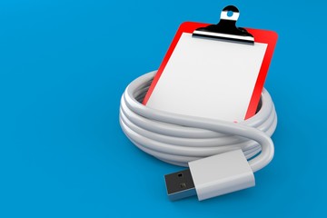 Sticker - Reel of USB cable with blank clipboard