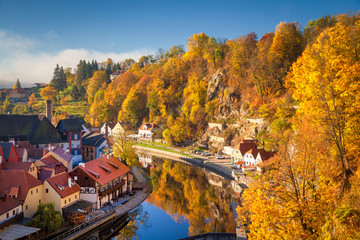 Wall Mural - Historic town of Cesky Krumlov in fall, Bohemia, Czech Republic