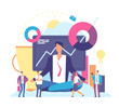 © MicroOne - Meditation concept. Businessman in emotional mindfulness meditating of work process. Calm down and do work vector illustration. Yoga relax, concentration position, meditating time break zen