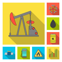 Wall Mural - Oil industry flat icons in set collection for design. Equipment and oil production vector symbol stock web illustration.