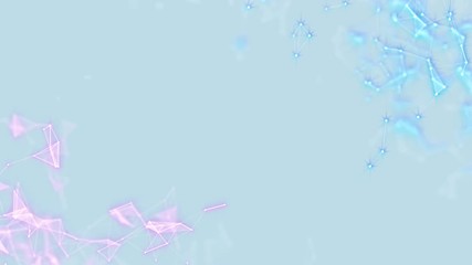 Poster - Interaction of structures. Blur. Nice glow. Accumulation in corners. Computer graphics of moving particles. Animated background. Seamless loop.Animation of a growing network of connected lines and