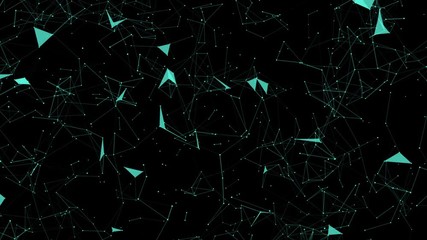 Poster - Cosmic invasion. Computer graphics of moving particles. Animated background. Seamless loop.Animation of a growing network of connected lines and dots. Abstract communications, technology, computer