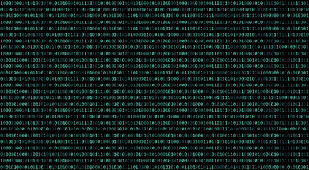 Fototapete - 01 or binary code number on the computer in digital data technology concept on black background. Hacker screen display. 3d illustration