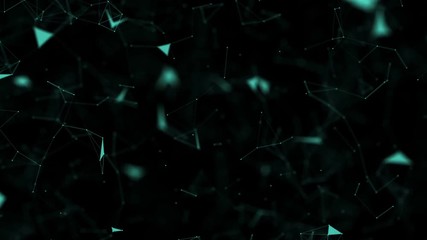 Poster - Pleasant cosmos. Cosmic invasion. Computer graphics of moving particles. Animated background. Seamless loop.Animation of a growing network of connected lines and dots. Abstract communications
