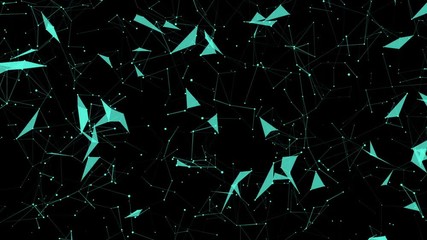 Poster - Green particles. Sozvezdie.Kosmicheskoe invasion. Computer graphics of moving particles. Animated background. Seamless loop.Animation of a growing network of connected lines and dots. Abstract