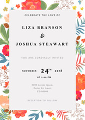 Wedding floral background. Colorful invitation, cards, for desig