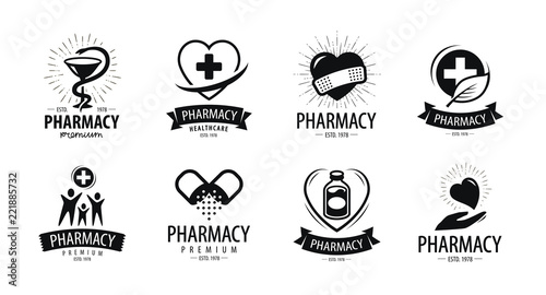 Drugstore Pharmacy Logo Or Label Medicine Health Hospital