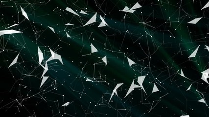 Poster - Translucent parts. Computer graphics of moving particles. Animated background. Seamless loop.Animation of a growing network of connected lines and dots. Abstract communications, technology, computer