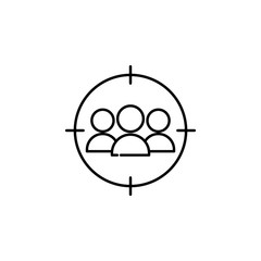 Poster - purpose of the audience icon. Element of seo and online marketing icon for mobile concept and web apps. Thin line purpose of the audience icon can be used for web and mobile
