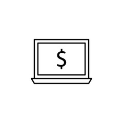 Poster - laptop dollar icon. Element of finance for mobile concept and web apps icon. Thin line icon for website design and development, app development. Premium icon