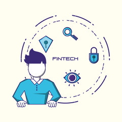 Sticker - man with fintech concept