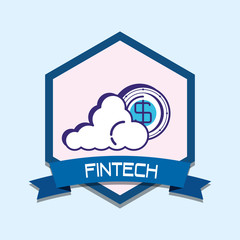 Sticker - cloud with coin fintech icon