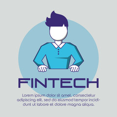 Sticker - man with fintech concept