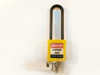 Wall Mural - Yellow key lock and tag for process cut off electrical,the toggle tags number for electrical log out tag out