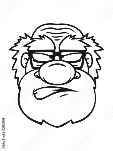 Gesicht Kopf Bose Verargert Wutend Sauer Schlechte Laune Opa Grossvater Alt Nerd Lustig Comic Cartoon Clipart Stock Illustration Adobe Stock