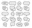 © vectortatu - Thin line speech bubble icons. Vector line plain speak bubbles, chat conversation or text comment signs