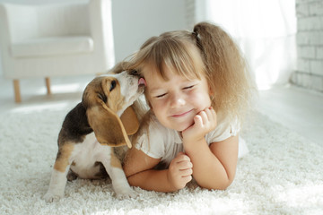 child with dog
