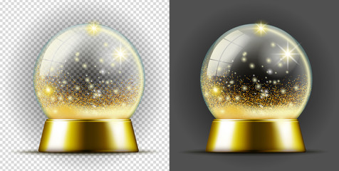 Realistic gold transarent snow ball