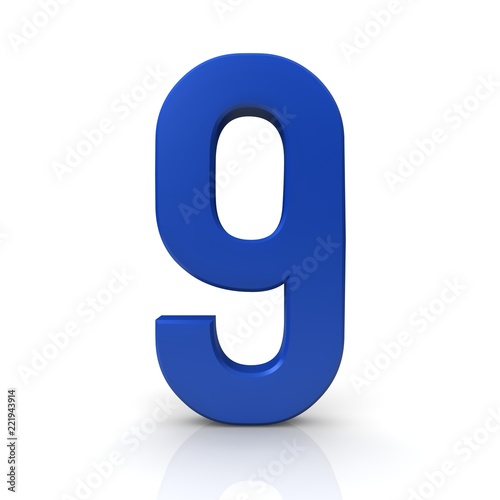 Fotografia 9 nine number 3d blue ninth numeral sign isolated
