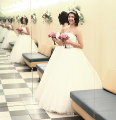 happy bride before the wedding ceremony. photo with copy space