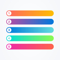 Poster - Vector Illustration set of different flat line colorful modern style buttons on white background. One Two Three Four Five steps, progress or ranking banners with colorful tags.