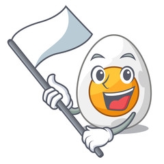 Poster - With flag freshly boiled egg isolated on mascot cartoon