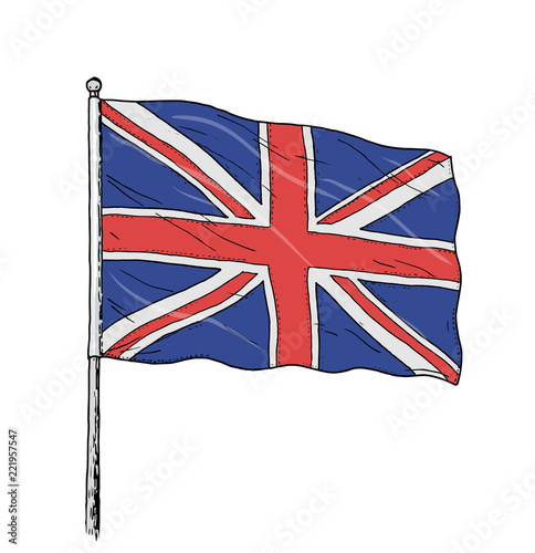 Flag of United Kingdom coloured drawing - vintage like illustration of ...