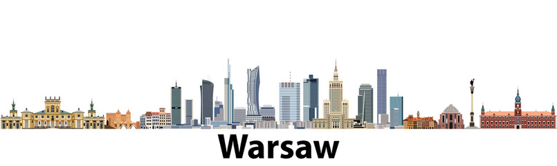 Fototapete - Warsaw vector city skyline
