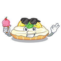 Sticker - With ice cream cartoon lemon cake with lemon slice