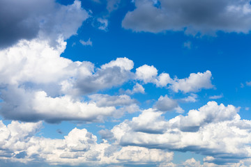 Wall Mural - many cumulus white and gray rain clouds in sky