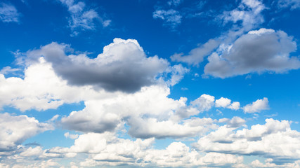 Wall Mural - panoramic view of cumulus white and gray clouds