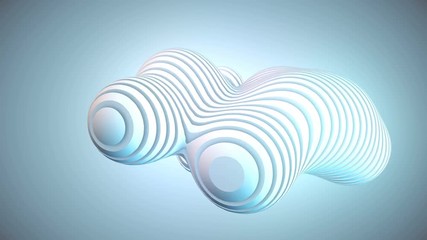Poster - Animation of metaball element with stripe pattern. The liquid droplet motion on a light background. 3d rendering. 4k UHD