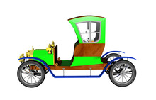 Grünes Antikes Cartoon Auto
