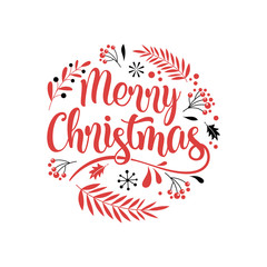merry christmas background with typography, lettering. greeting card, banner and poster