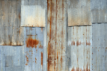 Rusted, galvanized, corrugated iron background texture