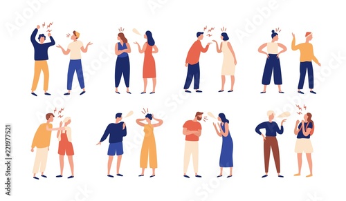 Collection of pairs of people during conflict or disagreement Poster Mural XXL