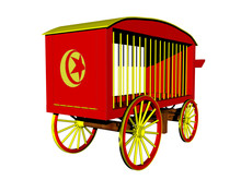 Rot Gelber Zirkuswagen Für Raubtiere
