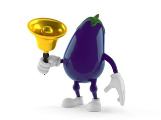 Wall Mural - Eggplant character holding a hand bell