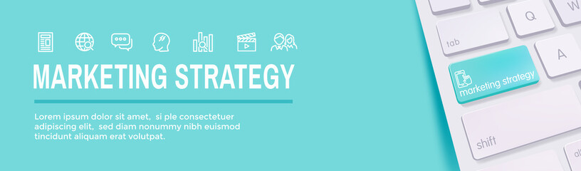 marketing strategy web header hero image banner with inbound lead generation, chat, and seo ideas