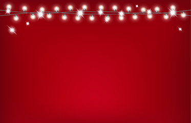 Wall Mural - Christmas garland on red background