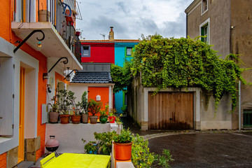 Wall Mural - Trentemoult village in France colorful houses