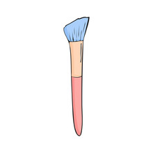 Brush For Make Up. Beauty Icon In Cartoon Style On White Background. Makeup Symbol Illustration.