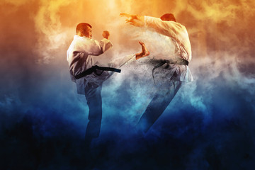 Wall Mural -  Two male karate fighting