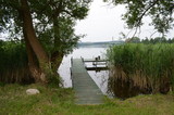 Fototapeta Pomosty - Drewniany pomost nad spokojnym jeziorem