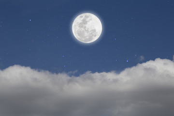 Wall Mural - Full Moon With Cloud In Starry Night. Romantic concept.