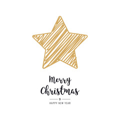 Wall Mural - christmas star card scribble drawing greeting isolated background