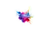 Fototapeta Motyle - Colorful powder explosion on white background. Colored cloud. Colorful dust explode. Paint Holi.