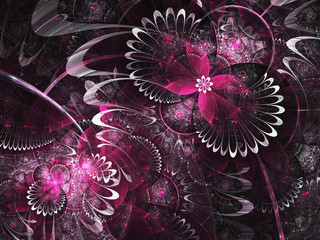 Wall Mural - Purple fractal flowers, digital artwork for creative graphic design