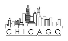 Linear Chicago City Silhouette With Typographic Design